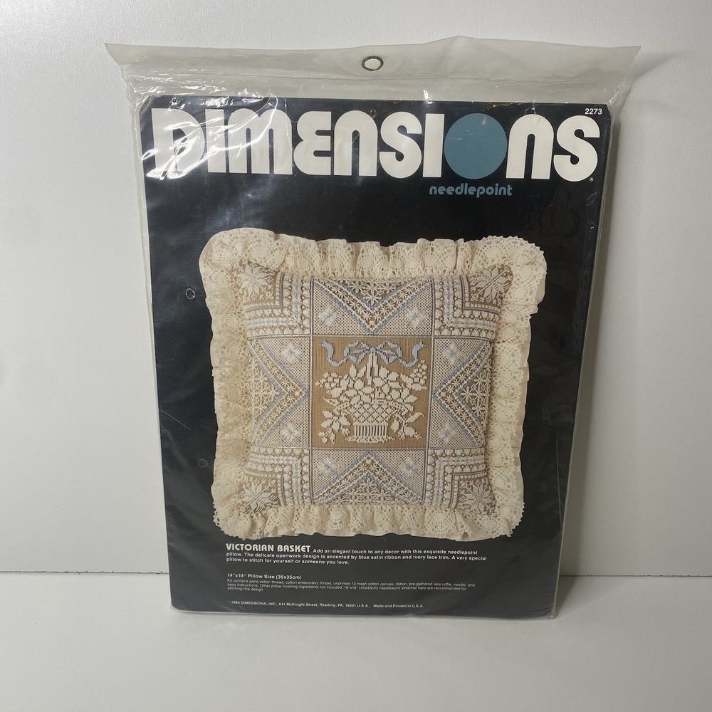 Vintage Dimensions Needlepoint Kit - NOS - Victorian Basket 2273 -Pillow 14"x14"